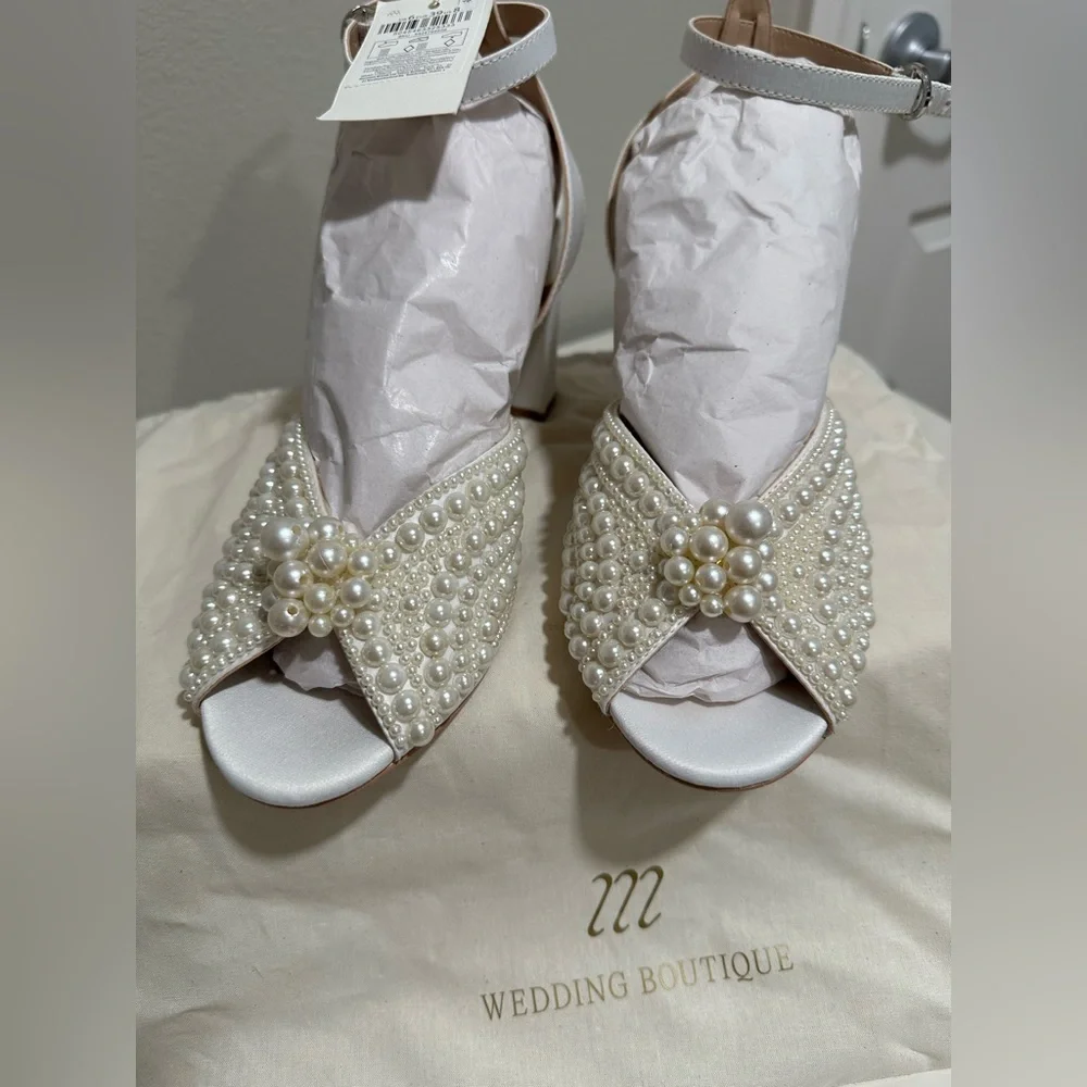 Monsoon - Pearl Bridal Block Heeled Sandals Ivory - Picture 1 of 10